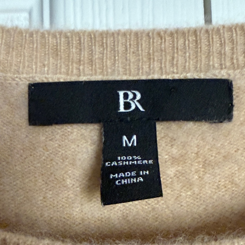 Banana Republic 100% Cashmere Sweater Vest M Beige Padded Shoulders - Picture 2 of 9